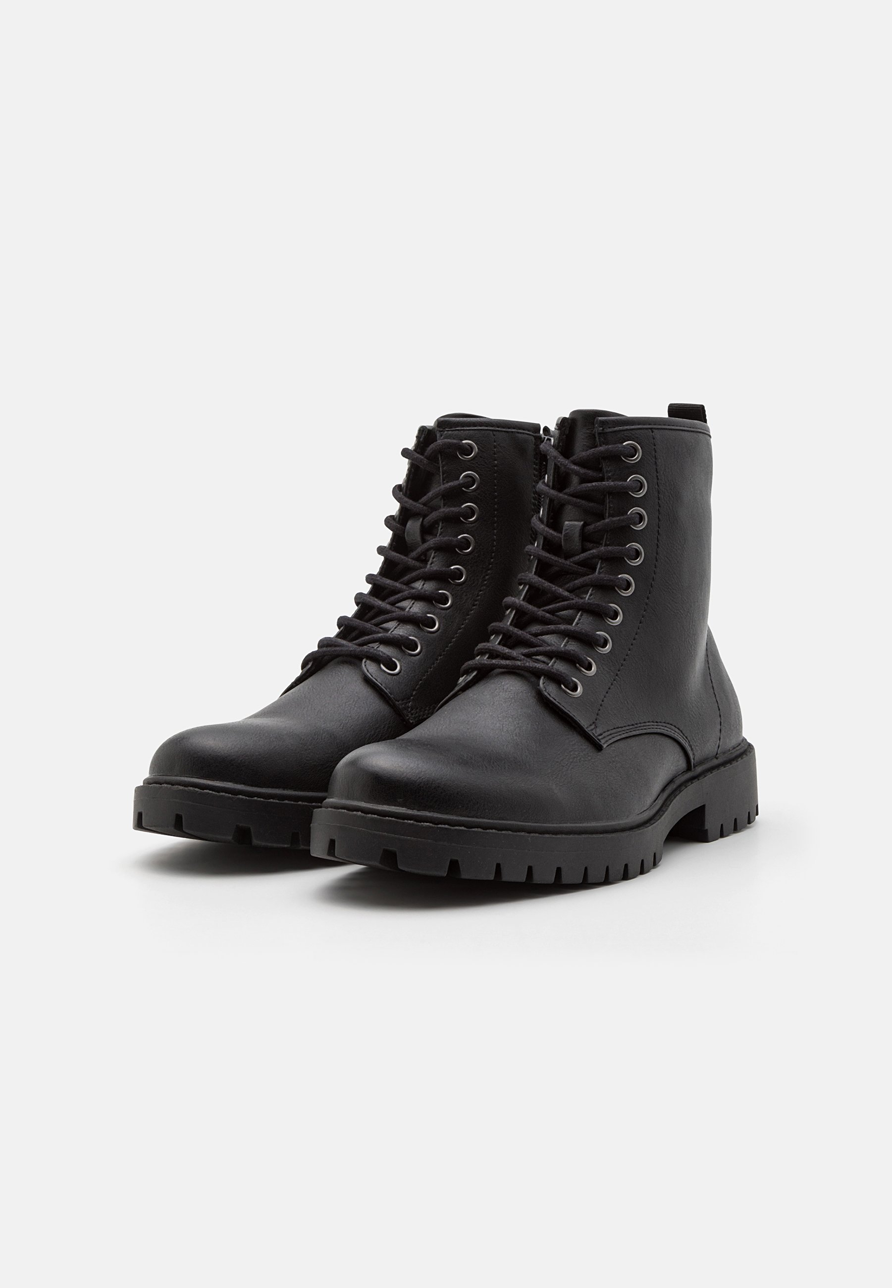 Pier One UNISEX - Enkellaarsjes met vetersluiting - zwart