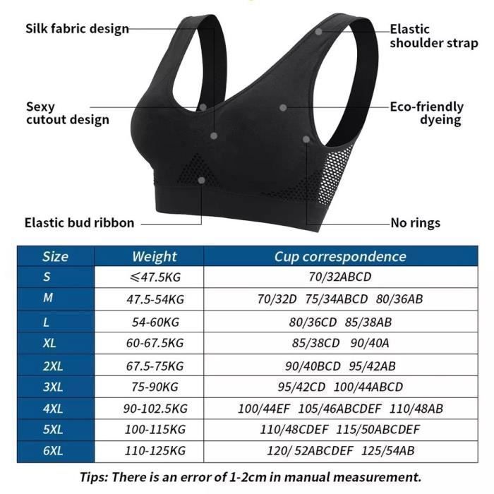 Paquete de 6 sujetadores cómodos sin costuras para mujer, tallas grandes S-6XL