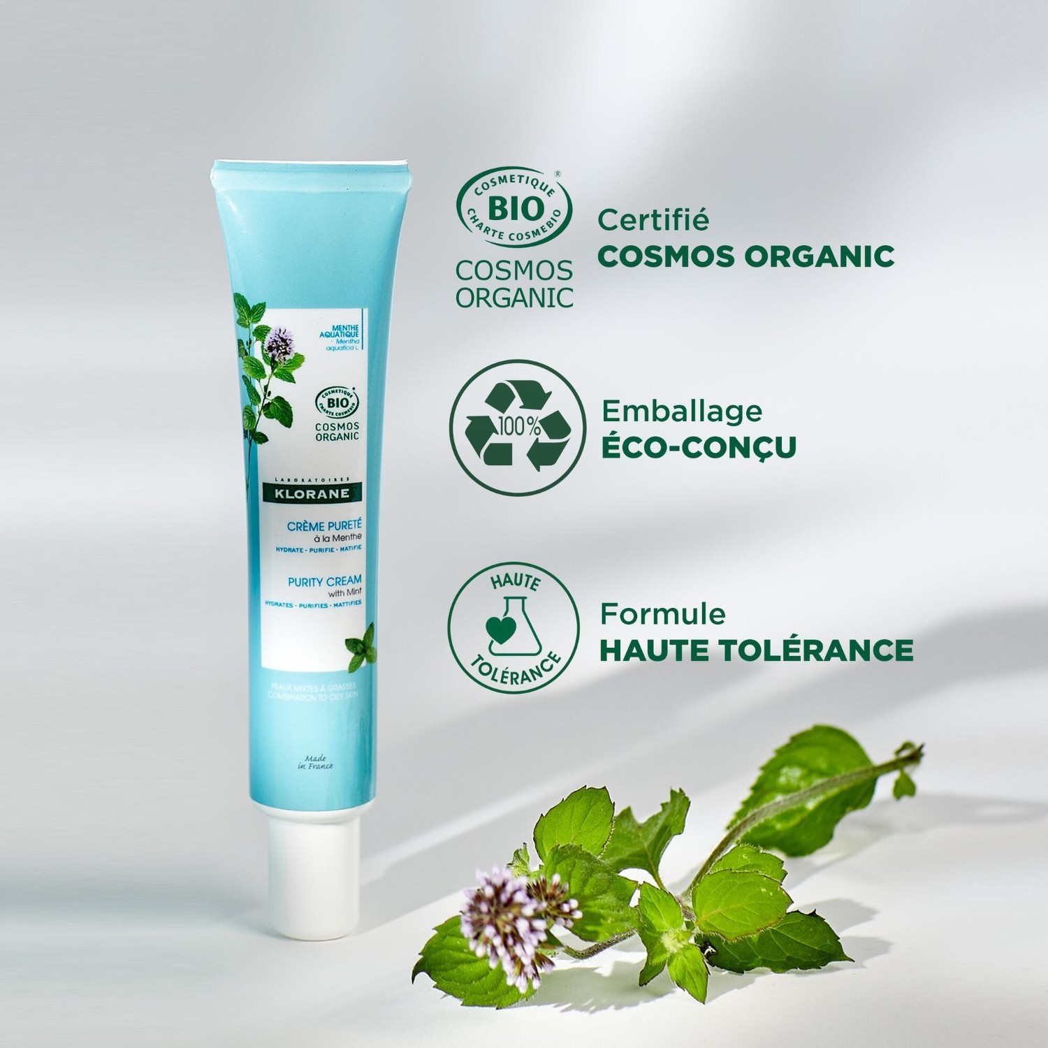 Klorane Crème Pureté à la Menthe aquatique BIO