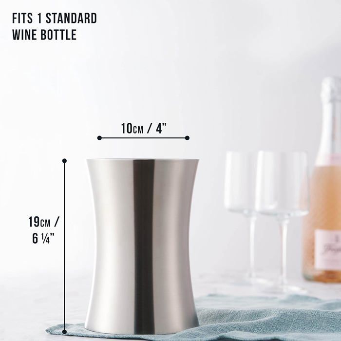 Seau rafraîchisseur à vin haut de gamme - Refroidisseur de bouteilles de vin à double paroi en acier inoxydable - 19 cm x 10 cm