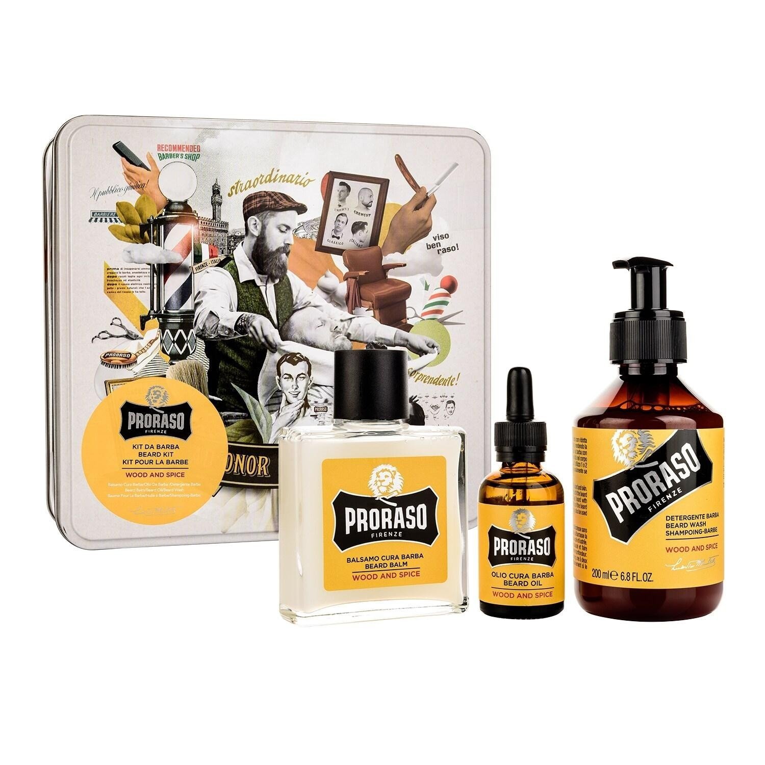 PRORASO komplet za nego obraza Komplet za nego brade Wood & Spice - 1 kos