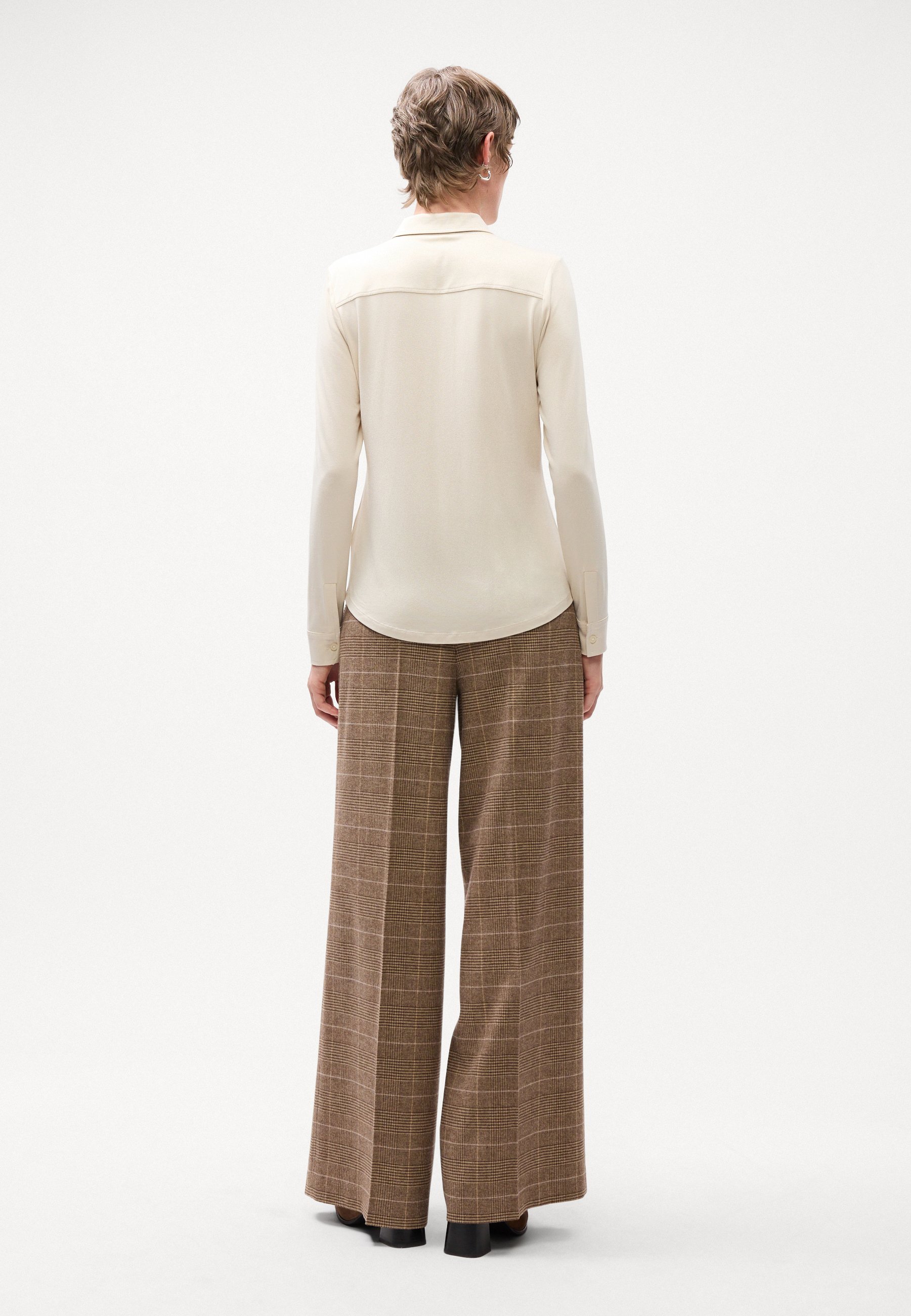 Marc O'Polo Bluse, langärmlig, mit Kragen und Knopfleiste - durchgeknöpfte Bluse - Naturstein