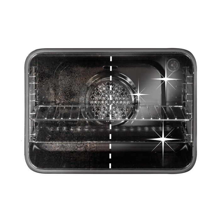 Cocina Schneider SCCG64DO-BM con doble horno y 4 quemadores de gas, color negro mate.