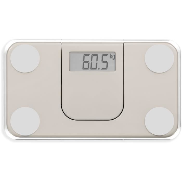 Mini electronic bathroom scale - LIVOO - DOM532C - Max 180 kg - LCD - Tempered glass - Automatic on/off - Cream