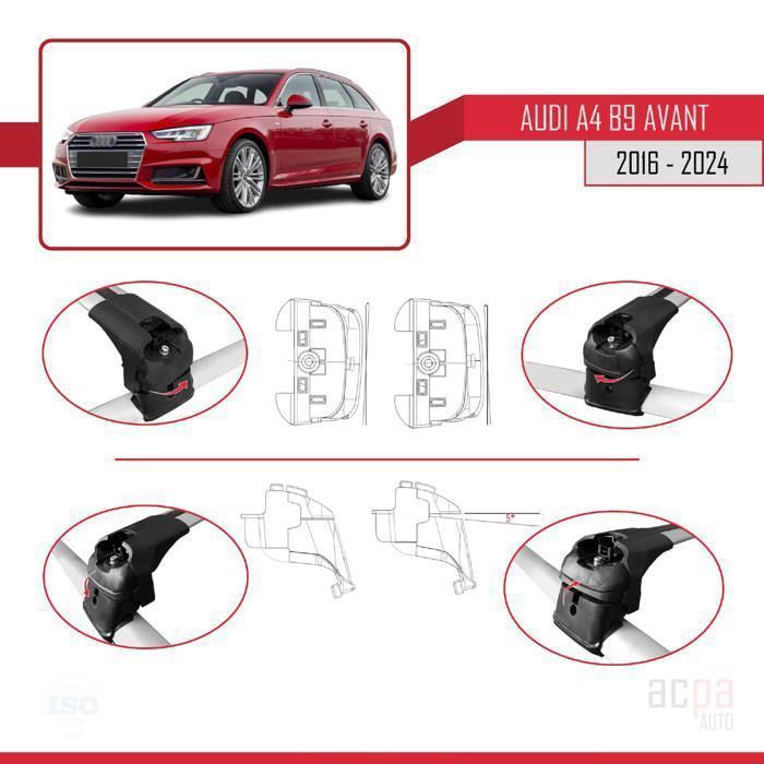 Barras de techo ACE-2 para Audi A4 (B9) Avant 2016-2025 / Gris