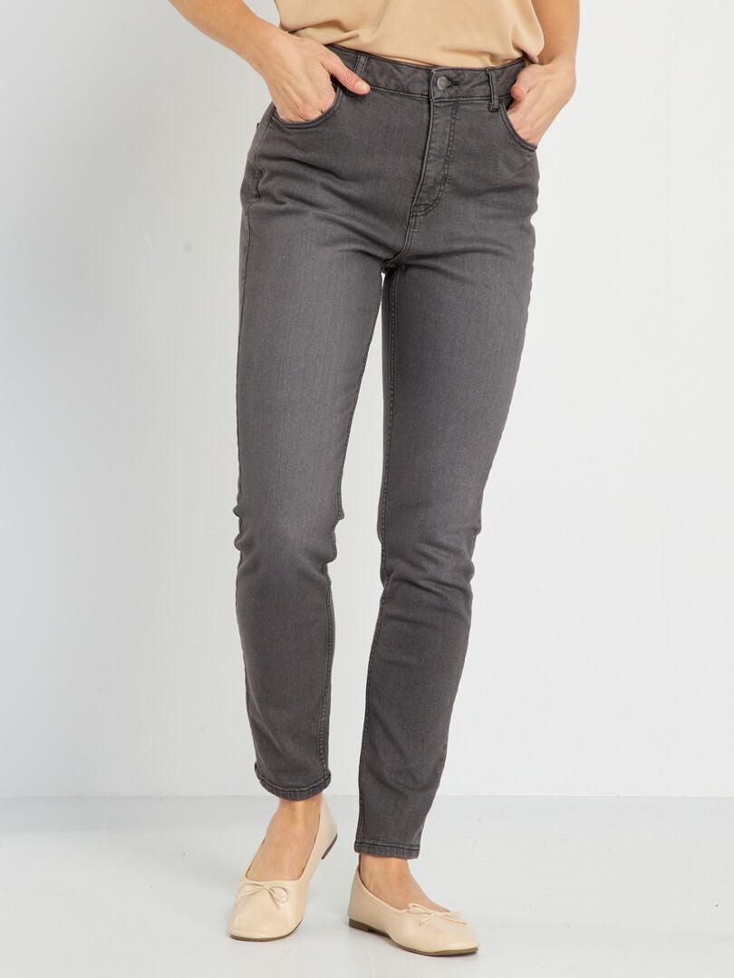 Calça jeans slim de cintura alta - L34 - CINZA