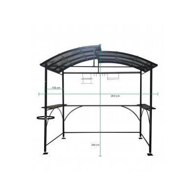 Carport pour barbecue à double toit en acier 2,63 x 1,50 x 2,40 m gris anthracite CAR2415AC Habrita Foresta