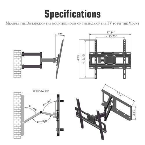 Soporte de pared inclinable y giratorio ALIGHTUP para TV - para pantallas de 32 a 60 pulgadas - VESA: 400 x 400 mm