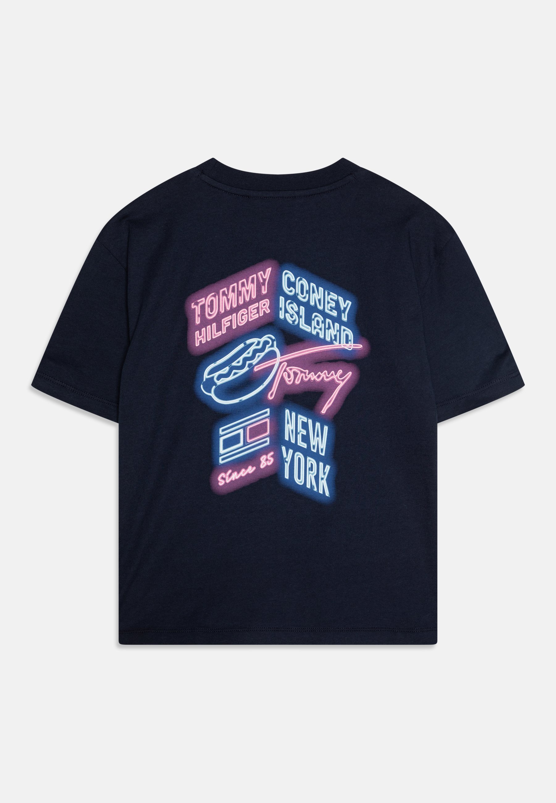 Tommy Hilfiger T-shirt unisex con stampa grafica NEON - blu notte scuro