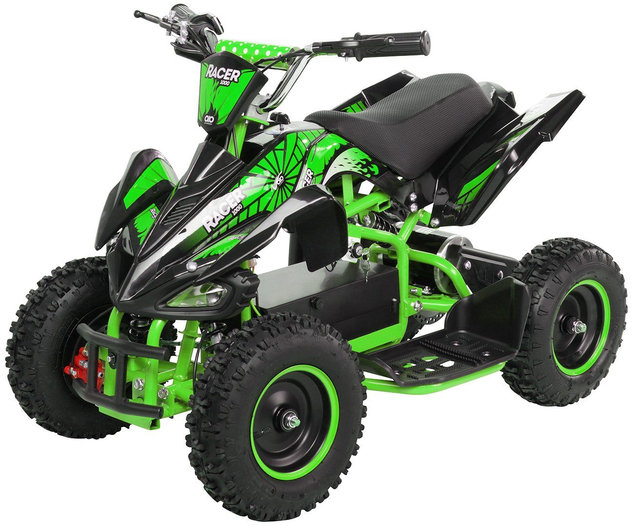 Actionbikes Motors Elektryczny dziecięcy quad Mini Elektryczny dziecięcy quad Racer 1000 W 36 V, ładowność 50 kg, (1 szt.), do 50 kg - hamulce tarczowe - przełącznik nożny Safety Touch System