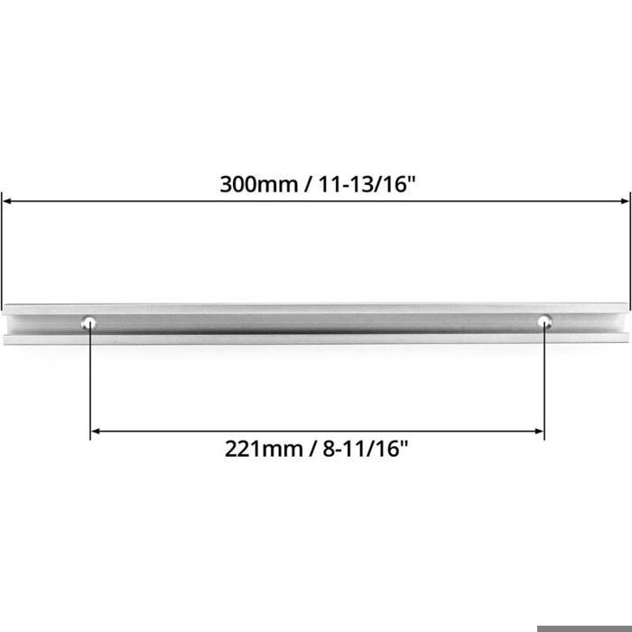 Carril en T de aluminio de 300 mm para sierra de mesa y fresadora, dimensiones 19 x 10 mm, paquete de 2 unidades, PZCC