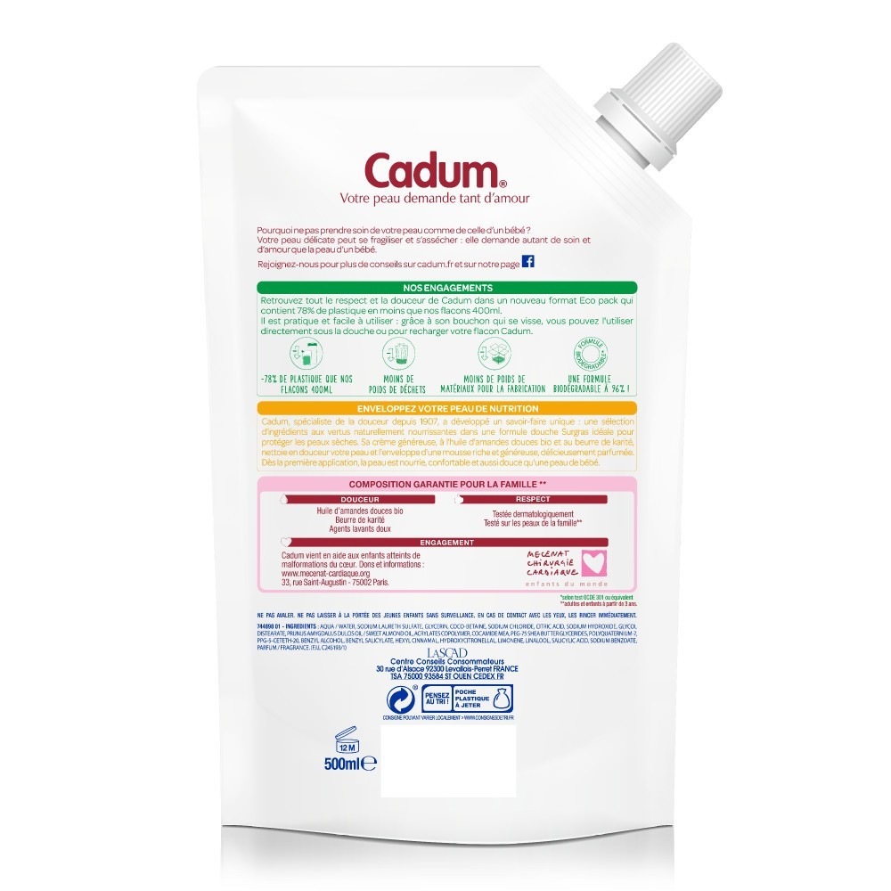 Cadum Ecopack Crème de Douche Karité