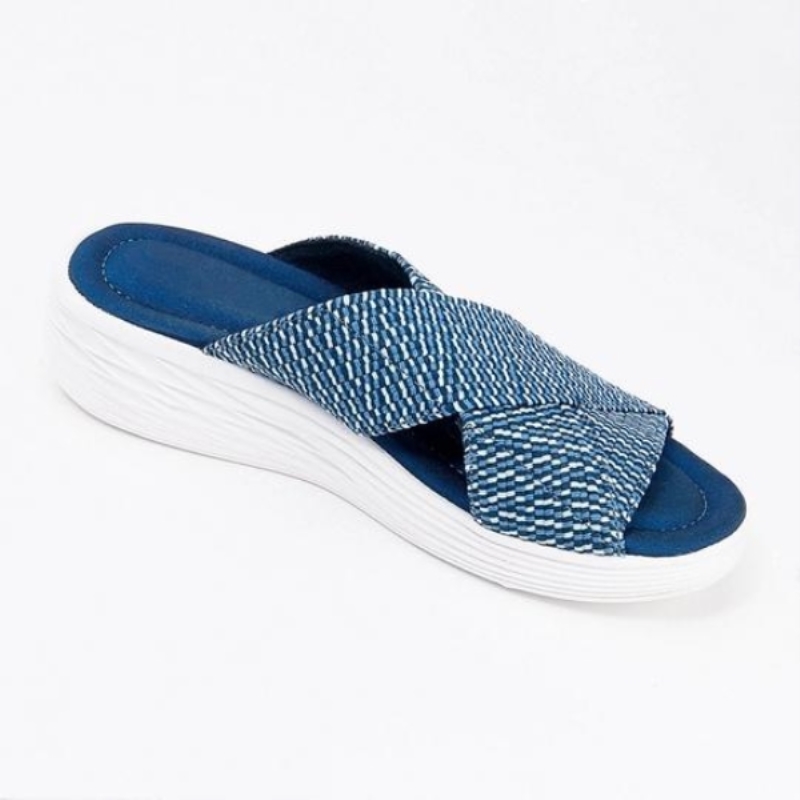 Pantuflas de cuña para mujer, zapatos casuales de verano para mujer, zapatos de plataforma, sandalias de talla grande, sandalias de playa lisas para mujer, chanclas cruzadas
