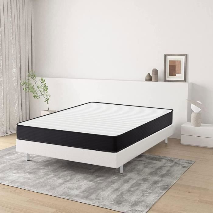Conjunto de colchón y base de cama 140x190cm - FRIXOVEL - Espuma viscoelástica - Equilibrado - Buena independencia para dormir