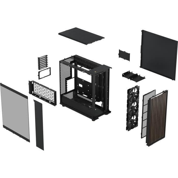 PC-Gehäuse – FRACTAL DESIGN – North XL Charcoal Black TG Dark – FD-C-NOR1X-02 – E-ATX – Elegantes Design aus Holz und Aluminium