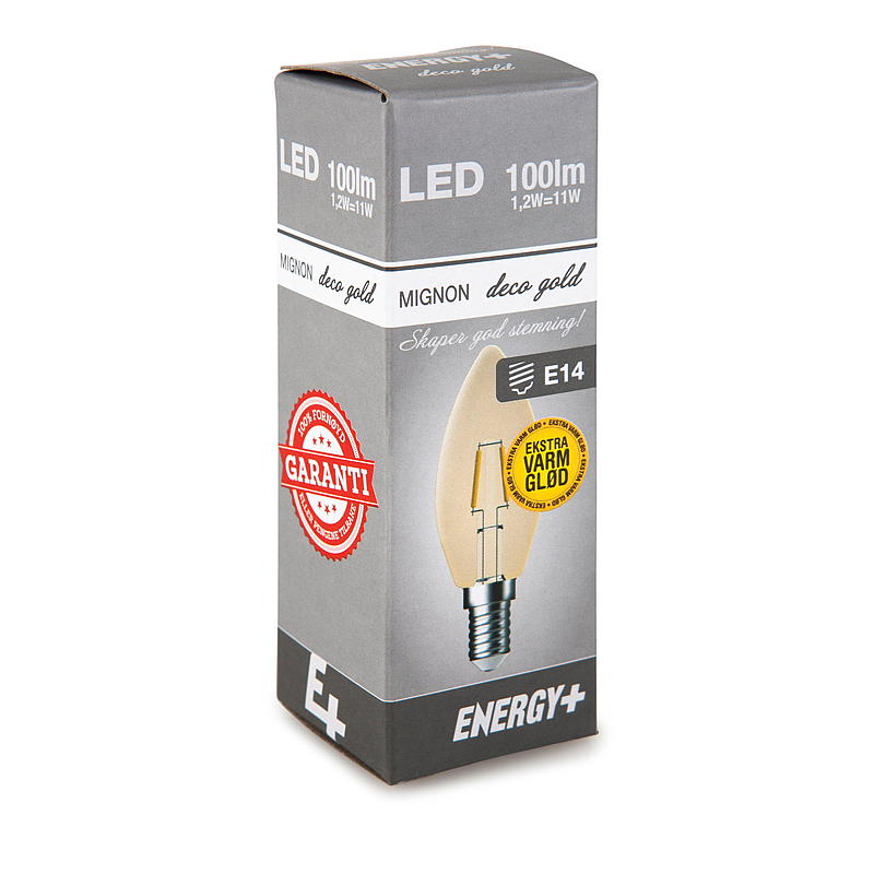 Energi Dekorativ LED-lampa 100 lm Guld mignon E14 C35