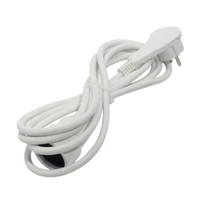 Cavo di prolunga CHACON HO5VVF 3 x 1,5 mm² - 3 m - Con spina piatta - Bianco