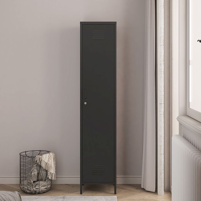Seinäjoki steel locker, 180 x 38 x 38 cm, matte black
