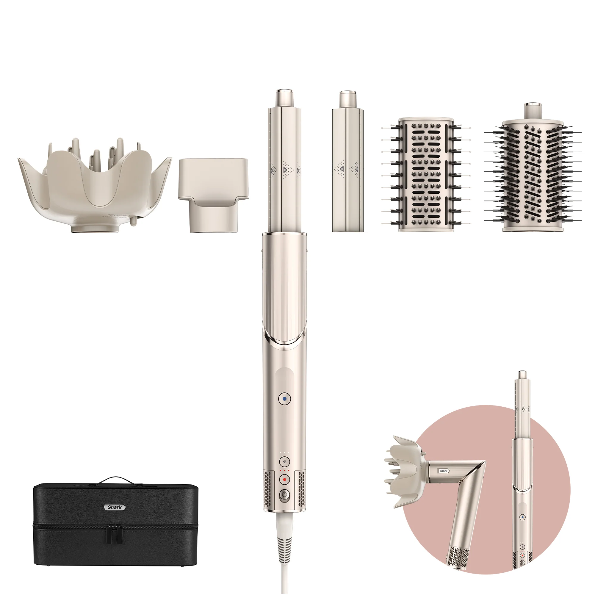 FlexStyle STYLER e ASCIUGACAPELLI SHARK FLEXSTYLE COMPLETE SET - Champagne - Asciugacapelli, Piastra Capelli, Spazzola Elettrica Capelli, Diffusore Asciugacapelli