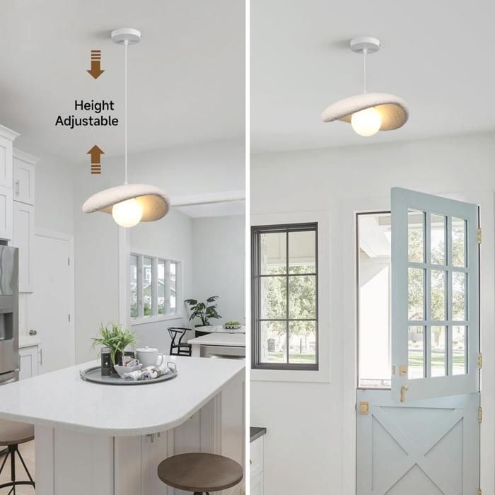 WOTTES Moderne Suspension Luminaire Industriel Ø20CM Vintage Lustre Plafonnier Ciment Design Edison pour Salon Chambre - Blanc 1pcs