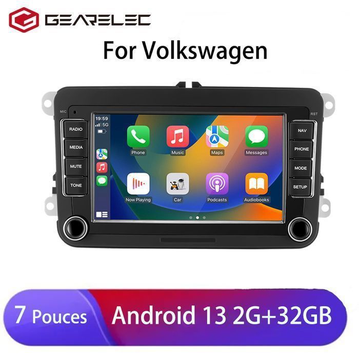 Radio para coche GEARELEC de 7 pulgadas con Android 13, WiFi y Bluetooth para Volkswagen Passat 6, 7 CC, Polo, Golf 5, 6, Touran T5