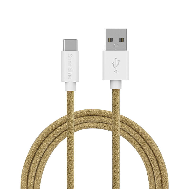 Câble de charge Smartline 2 m USB-A vers USB-C sable Fuzzy