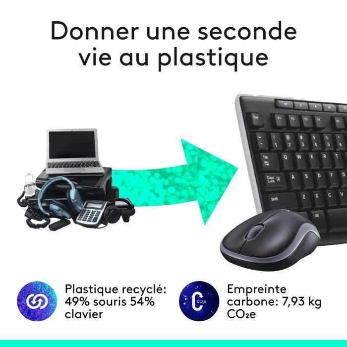 Combo de teclado y ratón inalámbricos Logitech MK270 AZERTY - Negro