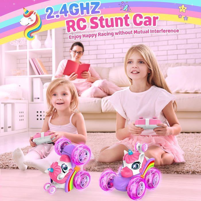 Voiture télécommandée pour enfants - OEM - Licorne 4WD - LED lumineuses - Cascade 360° - Rechargeable USB