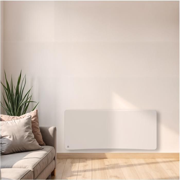 Radiatore elettrico fisso a inerzia secca - Doppio nucleo riscaldante - BESTHERM - ALMEA 2000W - orizzontale bianco