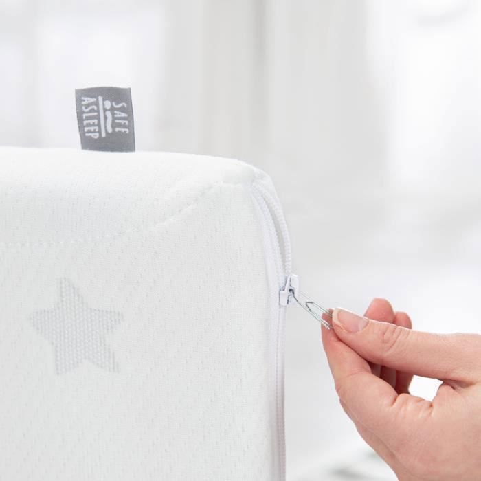 Colchón para cuna - ROBA - safe sleep® - 60 x 120 cm - Espuma transpirable - Enrollado y con funda extraíble - Blanco