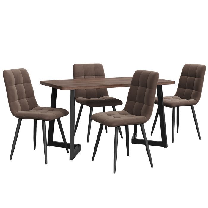 Nuevo juego de comedor de material ecológico (juego de 5), mesa de comedor con 4 sillas, mesa de comedor moderna para cocina.