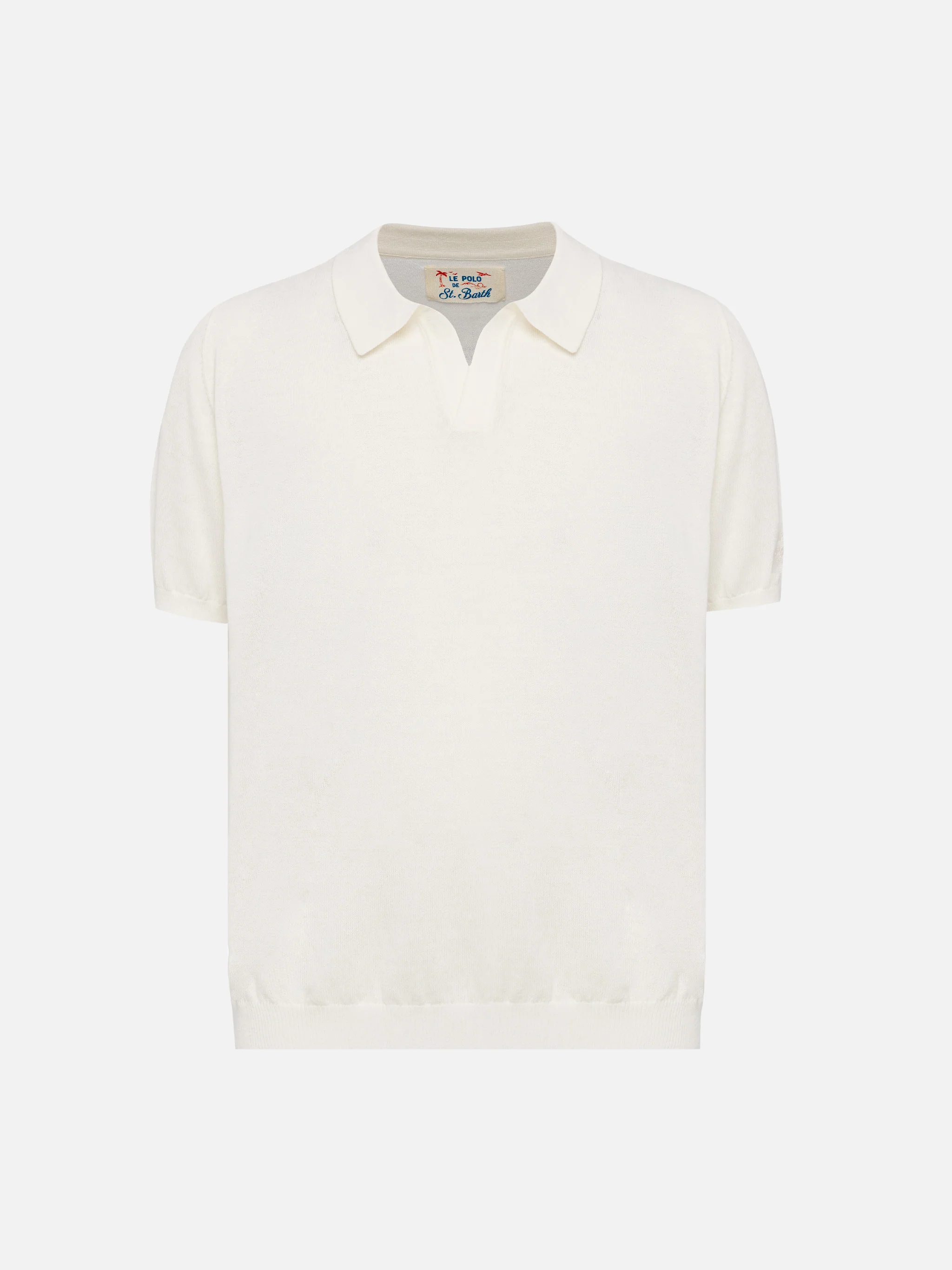 Sloan Jr. poloshirt in wit gebreid materiaal.