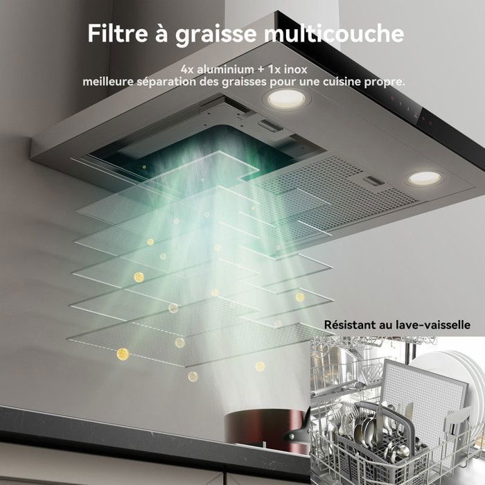 Dunstabzugshaube - GASLAND - TR60SS - 60 cm - 882 m³/h - 4-stufige Touch-Steuerung