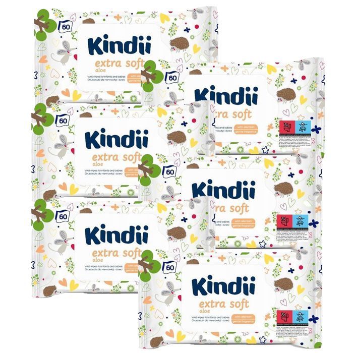 Kindii Aloe extra weiche Babytücher, 6er-Pack