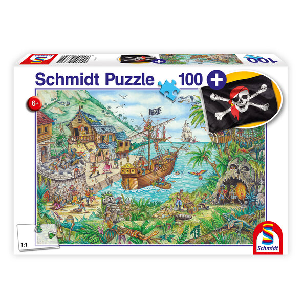 Puzzle V pirátské zátoce, 100 dílků, s pirátskou vlajkou