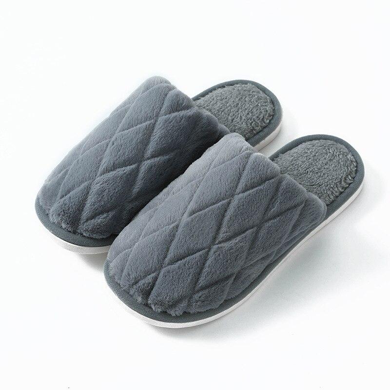 Winter women's slippers cute lattice Home slippers indoor Couple shoes short plush cotton Light comfortable