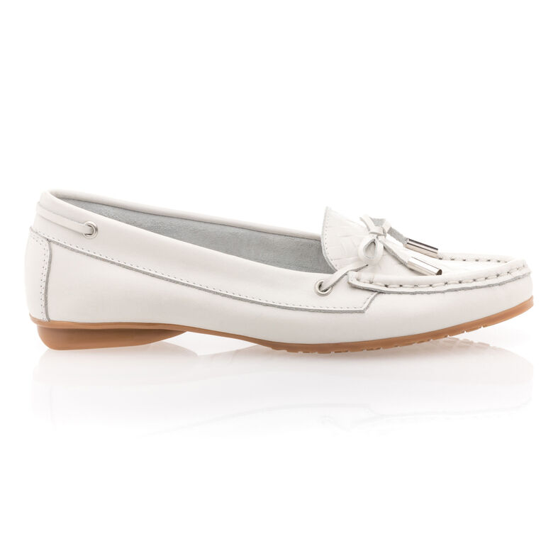 Weiße Damen-Loafer/Bootsschuhe