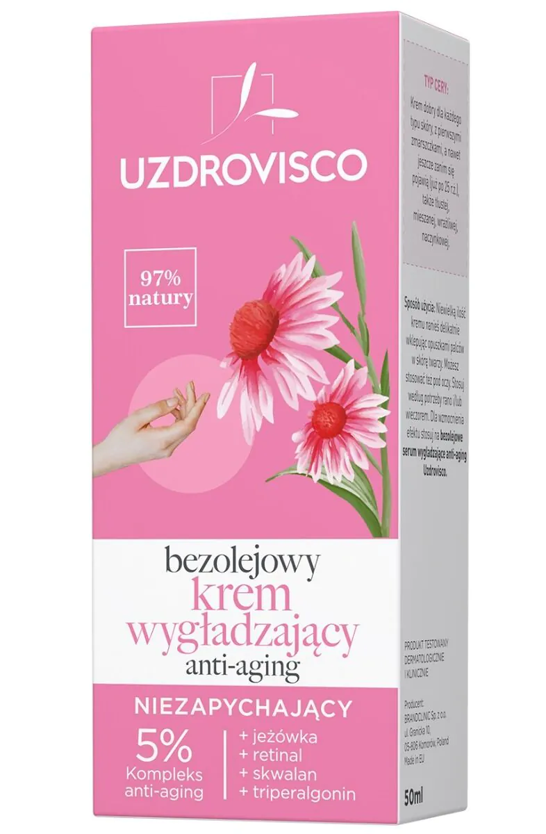 Uzdrovisco Bezolejowy krem wygładzający anti-aging niezapychający