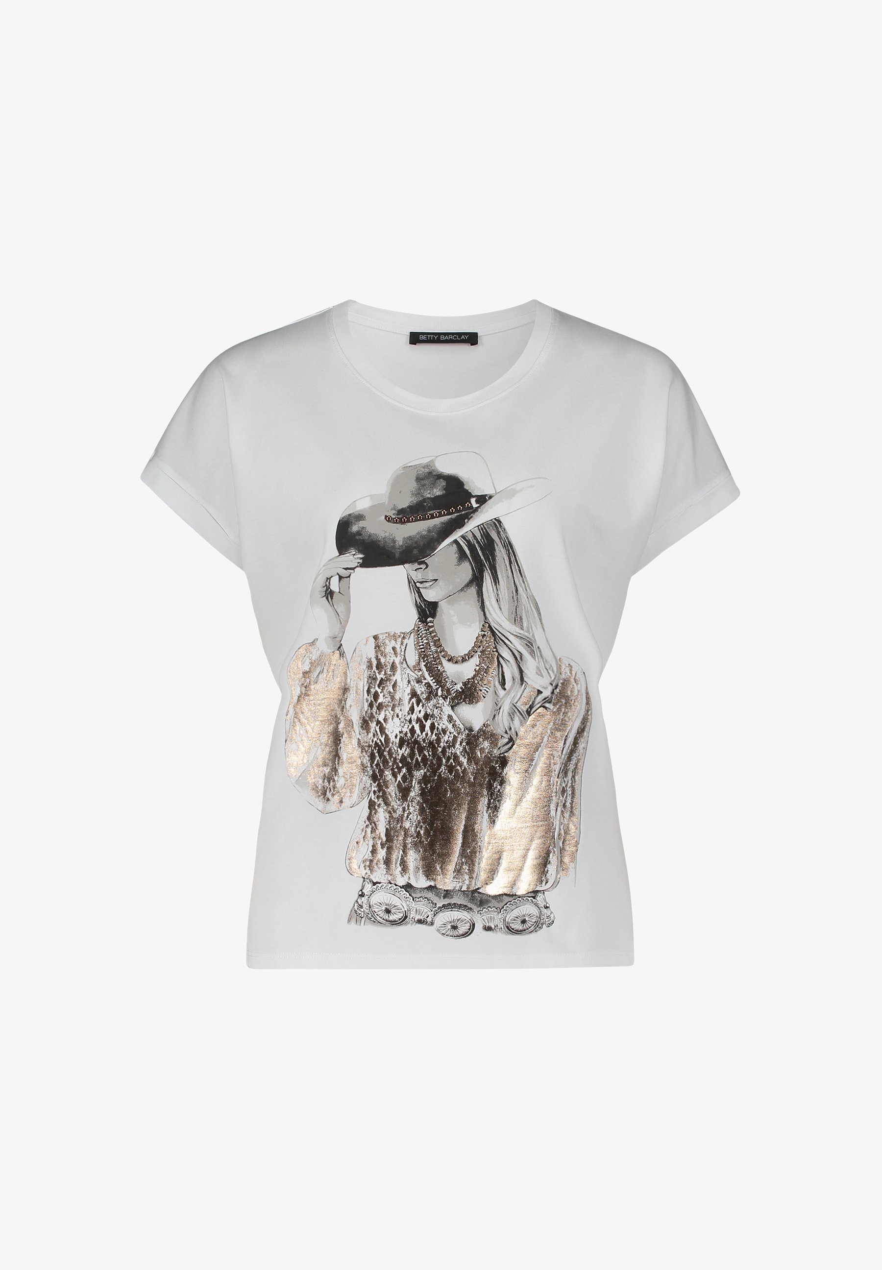 Betty Barclay CASUAL-MIT ÄRMELAUFSCHLAG - Print T-shirt - patch white brown