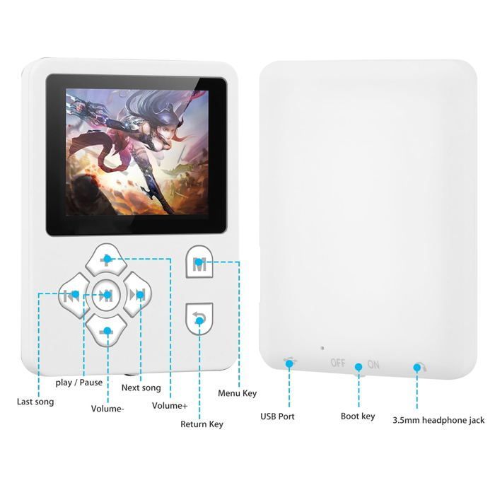 Lecteur de musique MP3 MP4 portable avec radio FM, écran LCD numérique, prend en charge une carte TF jusqu'à 32 Go, prend en charge