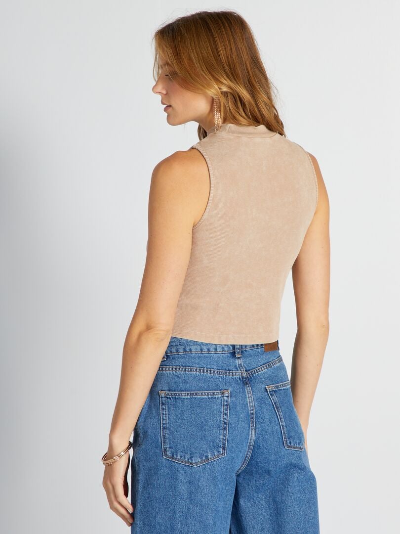 Regata cropped canelada - BEGE