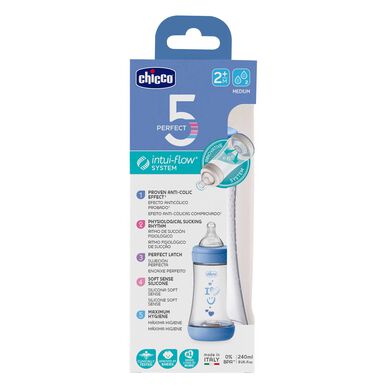Chicco Perfect 5 babyfles met gemiddelde doorstroom, 240 ml