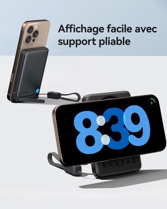 INIU Qi2-Certificat MagSafe Batterie Externe, 45W 10000mAh Power Bank Magnétique pour iPhone 12~16