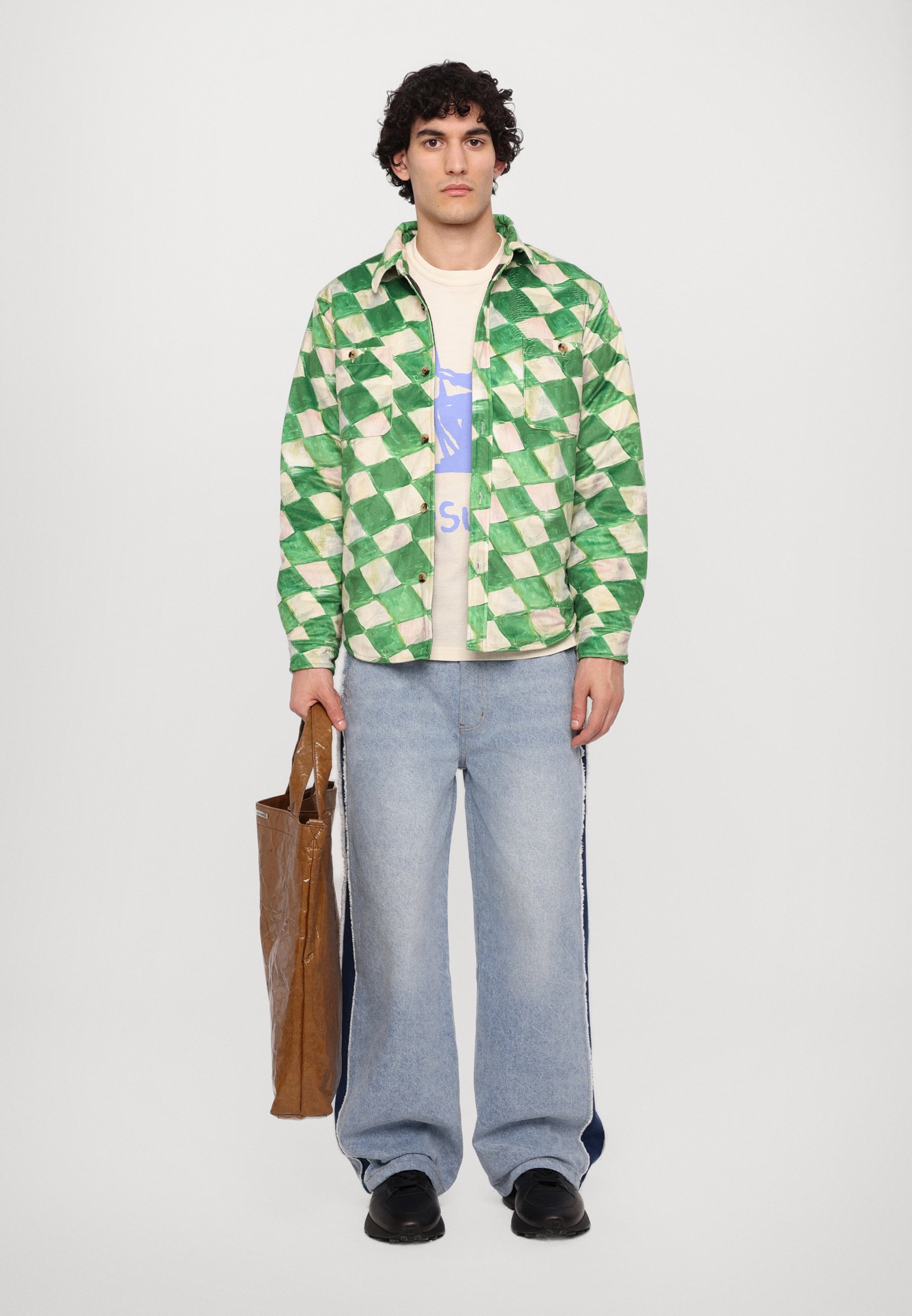 Giacca leggera Kidsuper in moleskin a quadri trapuntata - verde