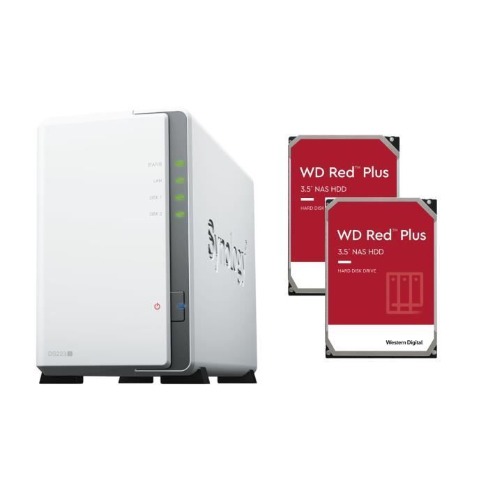 Synology DS223J NAS-Server - 2 x WD 6TB RED PLUS Festplatten