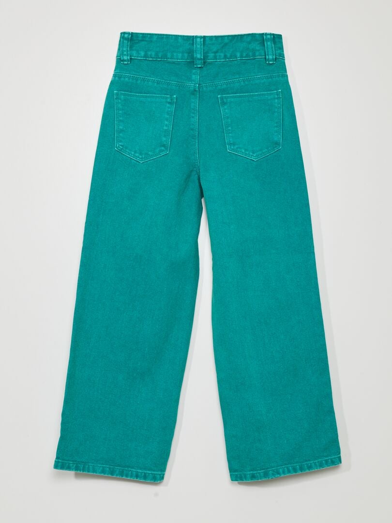 Jeans met hoge taille en wijde pijpen - GROEN