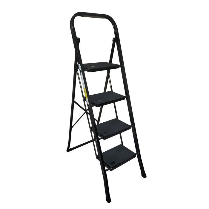 Scala a 4 gradini BM TOOLS BMT-ESC4-BLACK, altezza di lavoro: 97 cm, facile da riporre, gradini antiscivolo - NERO