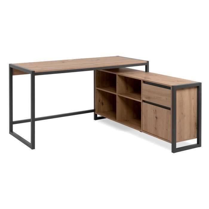 Denver reversible corner desk - Particleboard - Artisan oak and anthracite finish - 139 x 75 x 139 cm