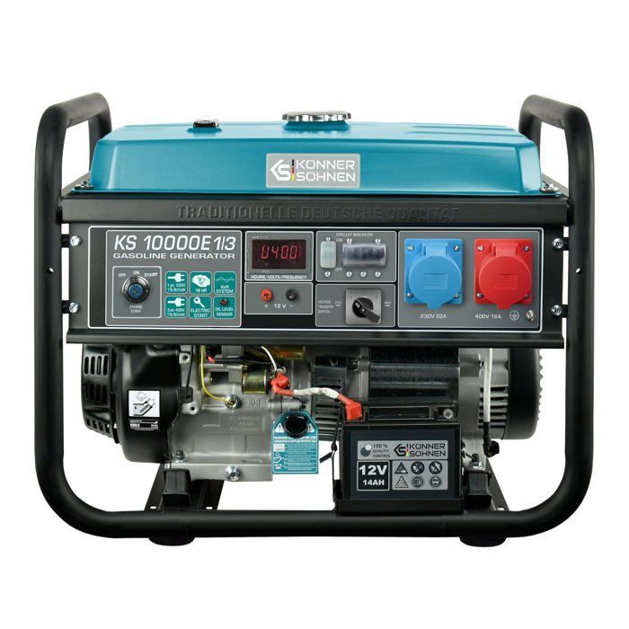 Groupe électrogène essence KS 10000E-1-3, système de commutation de phase (VTS) d'une puissance maximale (230V/400V) de 7500W/8000 W