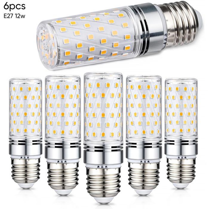 E27 LED Bulb, 12W (Equivalent to 100W Halogen Bulbs), 1200LM, 3000K, 230V, Warm White, Non-Dimmable, Flicker-Free, 6pcs